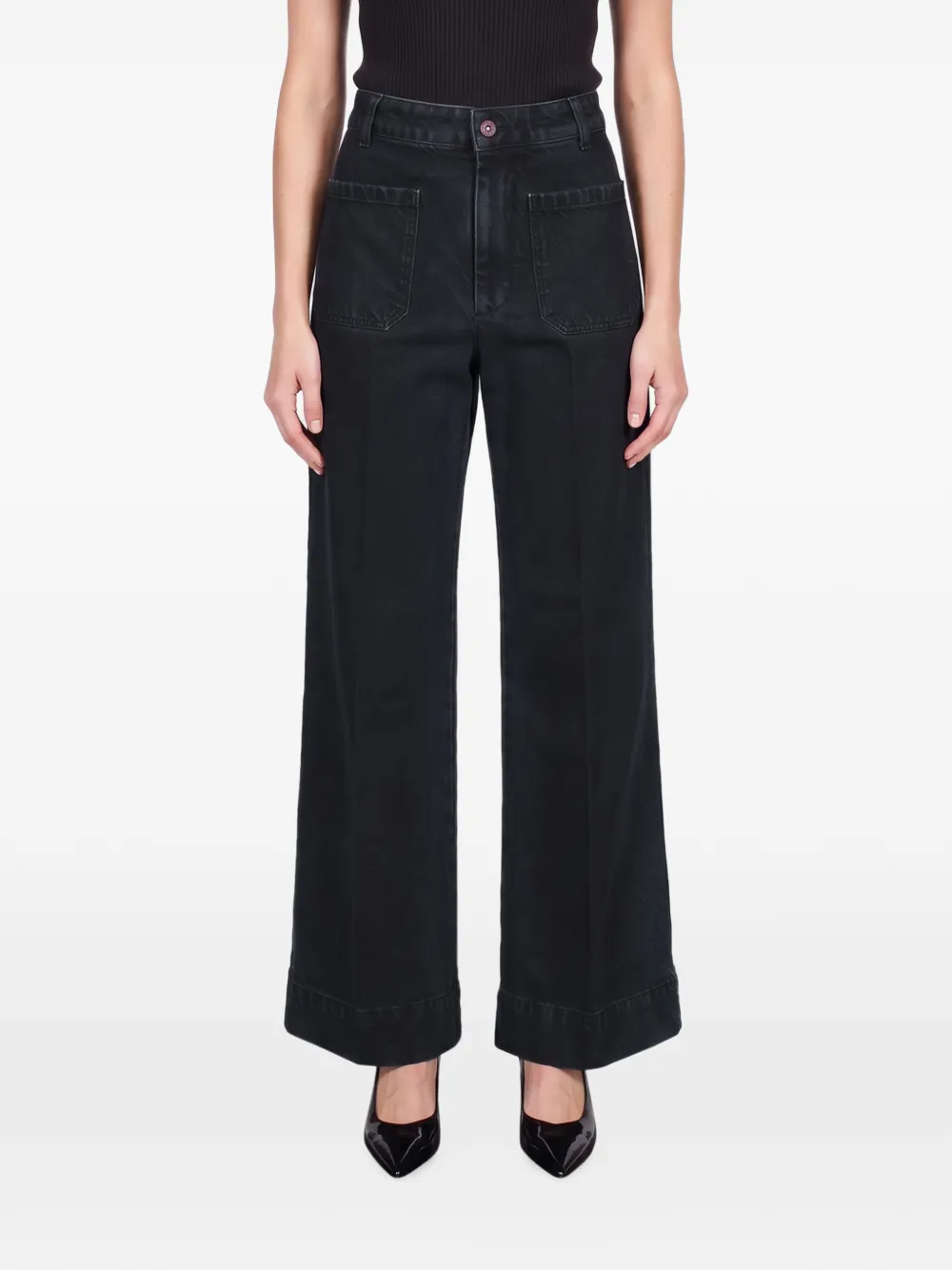 Victoria Beckham patch-pocket wide-leg jeans Zwart