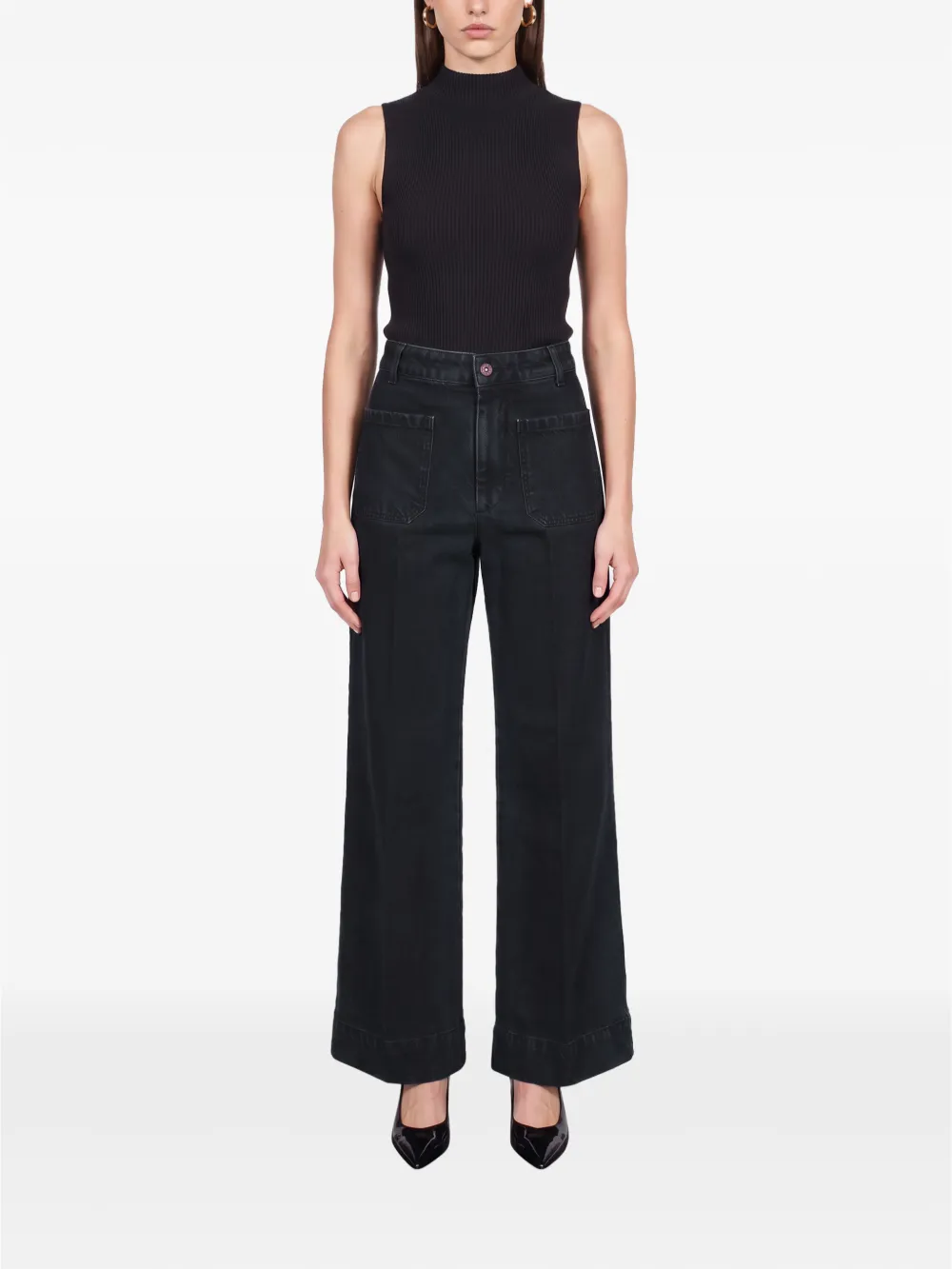Victoria Beckham patch-pocket wide-leg jeans Zwart