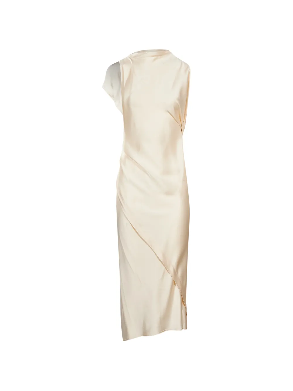 Victoria Beckham Kyra asymmetric draped midi dress - Toni neutri