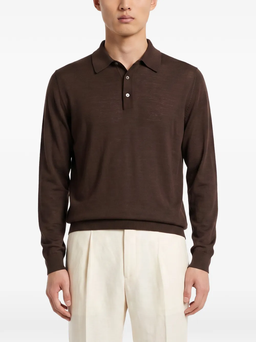 Kiton Poloshirt met lange mouwen Bruin