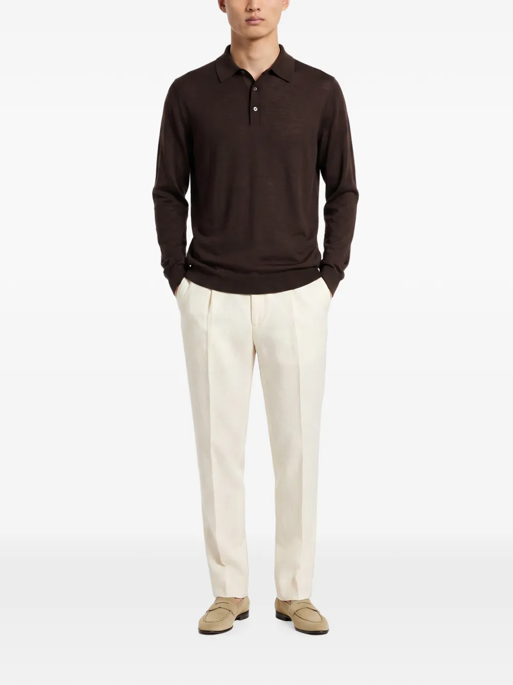 Kiton Poloshirt met lange mouwen Bruin