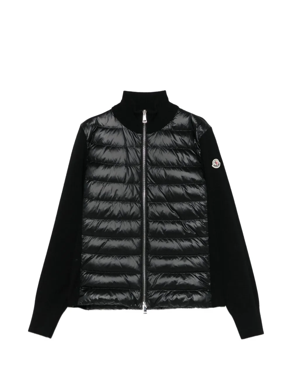 Moncler Pufferjack met rits en gewatteerde vlakken Zwart
