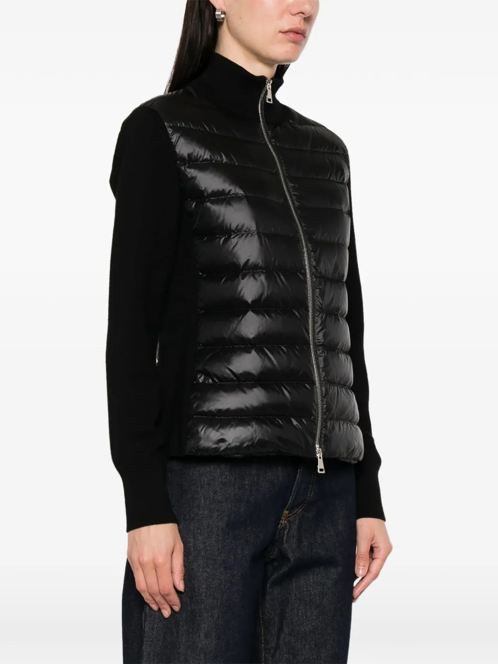 Moncler Pufferjack met rits en gewatteerde vlakken Zwart
