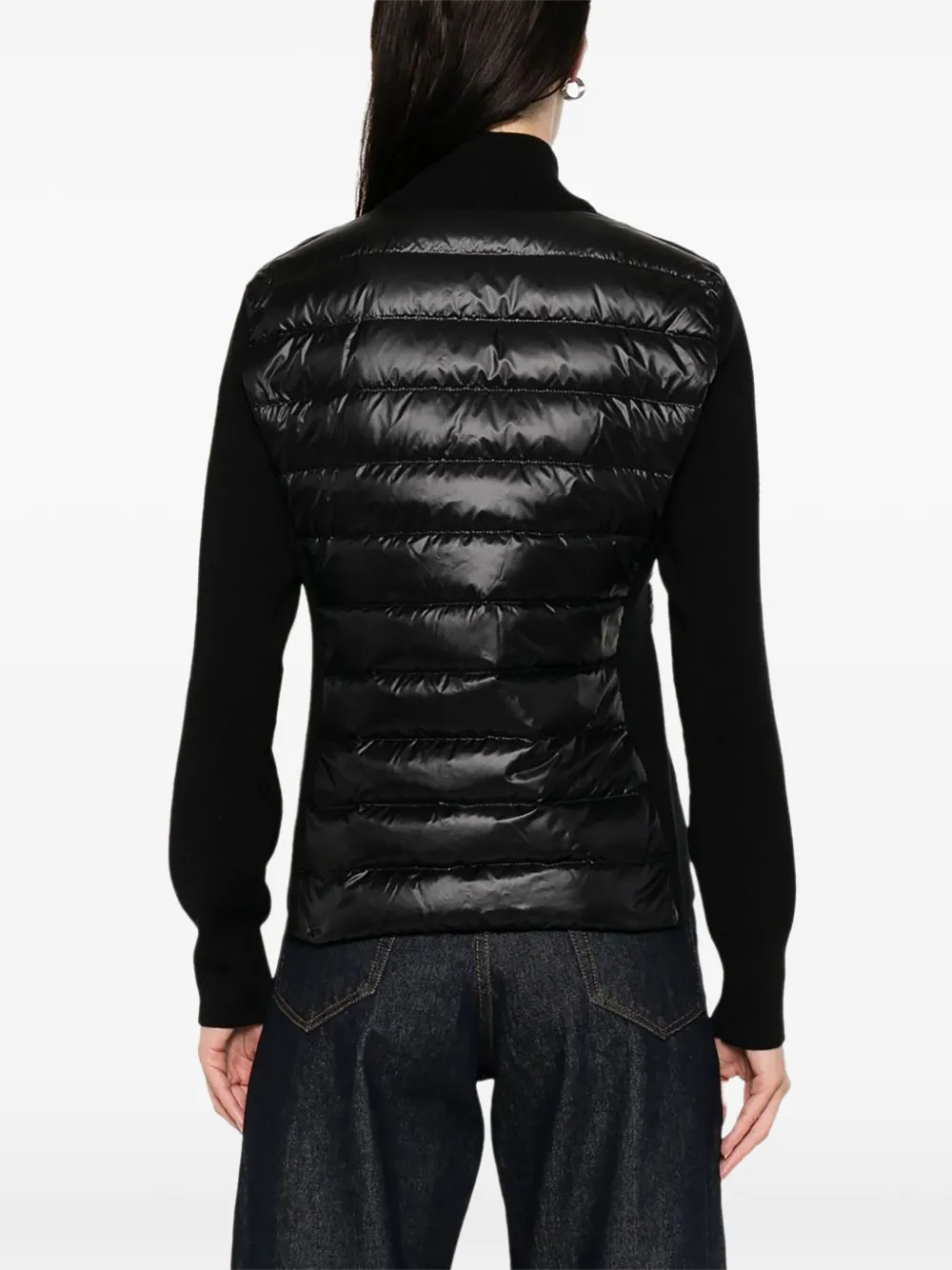 Moncler Pufferjack met rits en gewatteerde vlakken Zwart
