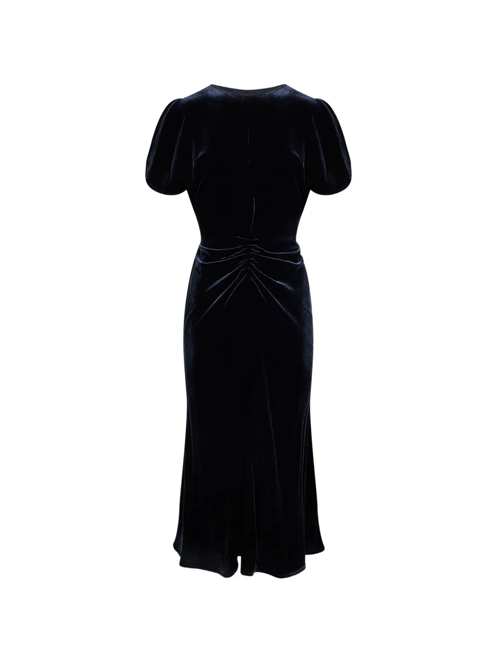 Victoria Beckham Bela gesmockte fluwelen midi-jurk Blauw