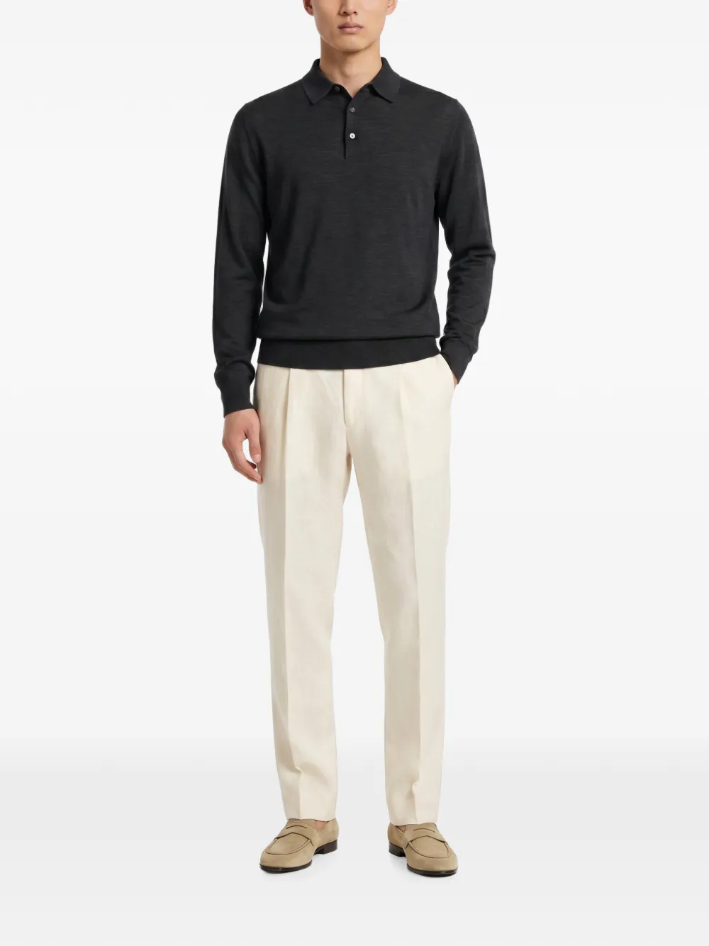 Kiton Poloshirt met lange mouwen Grijs