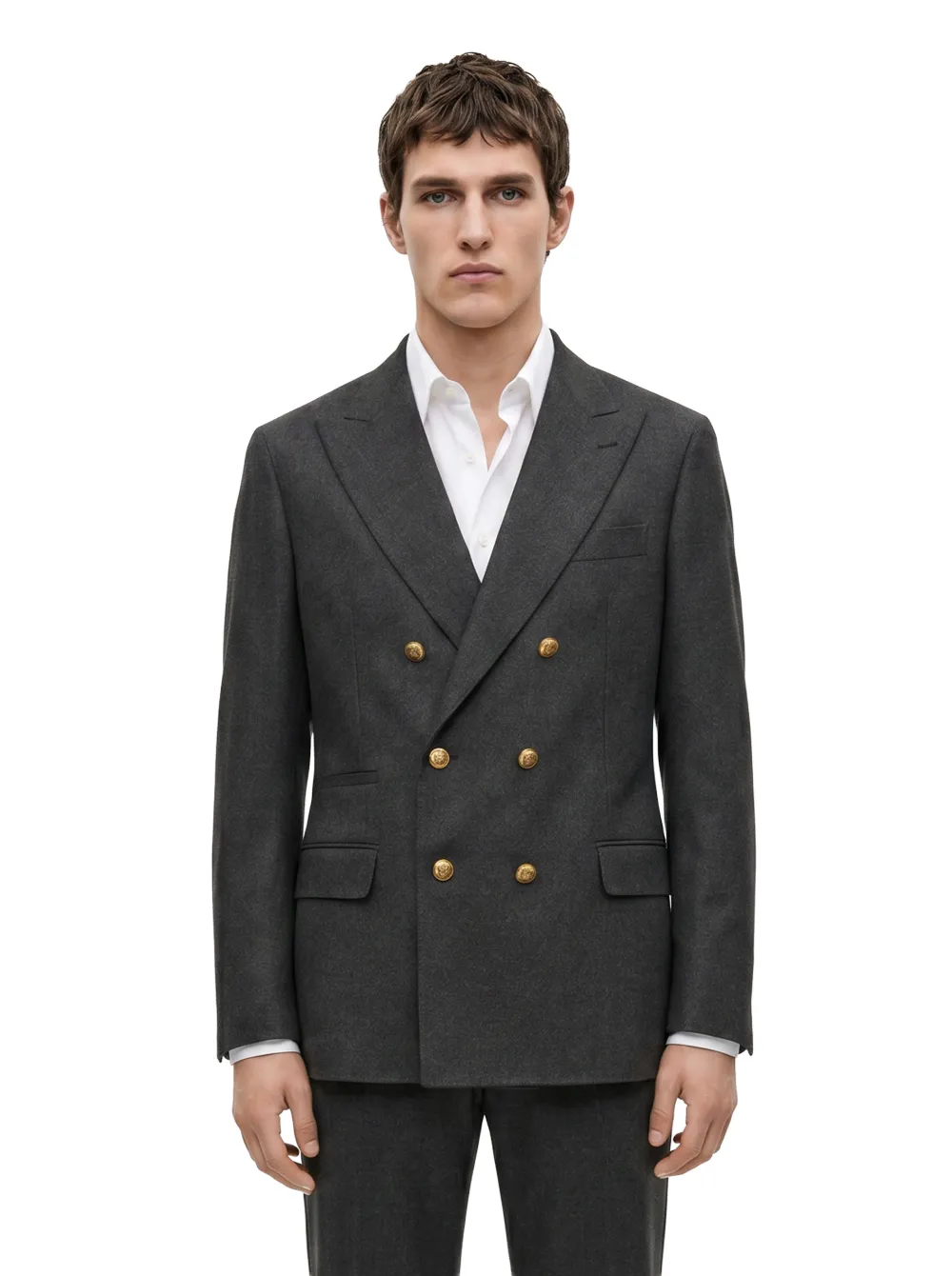 Brunello Cucinelli Blazer met dubbele rij knopen Grijs