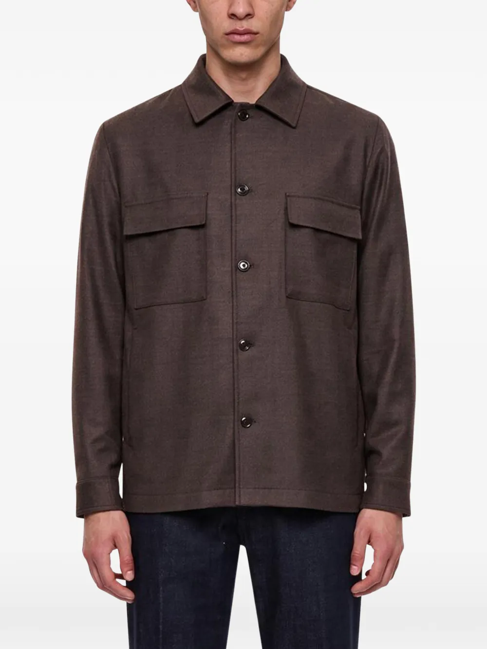 Briglia 1949 Button-up jack met zakdetail Bruin
