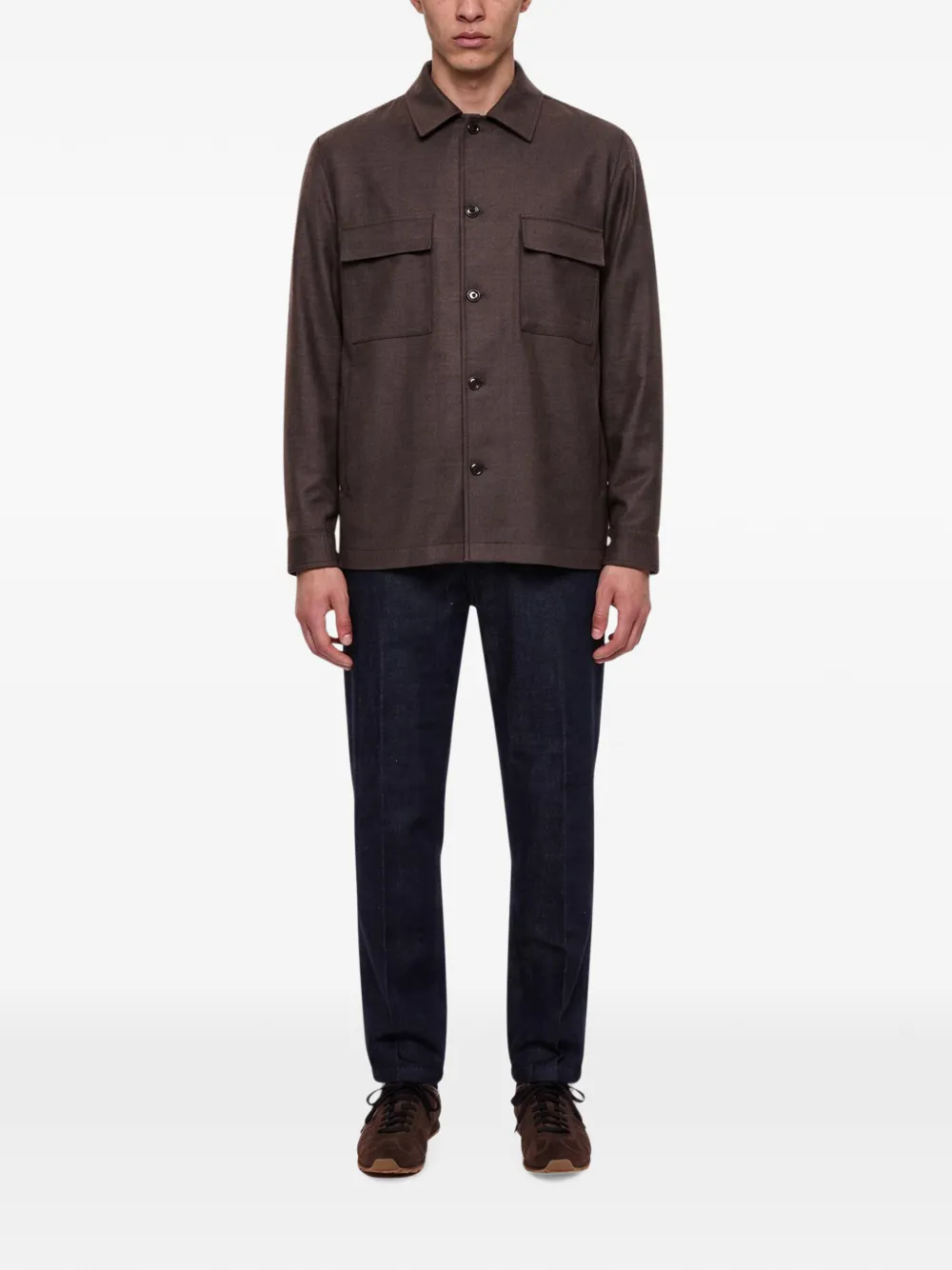 Briglia 1949 Button-up jack met zakdetail Bruin