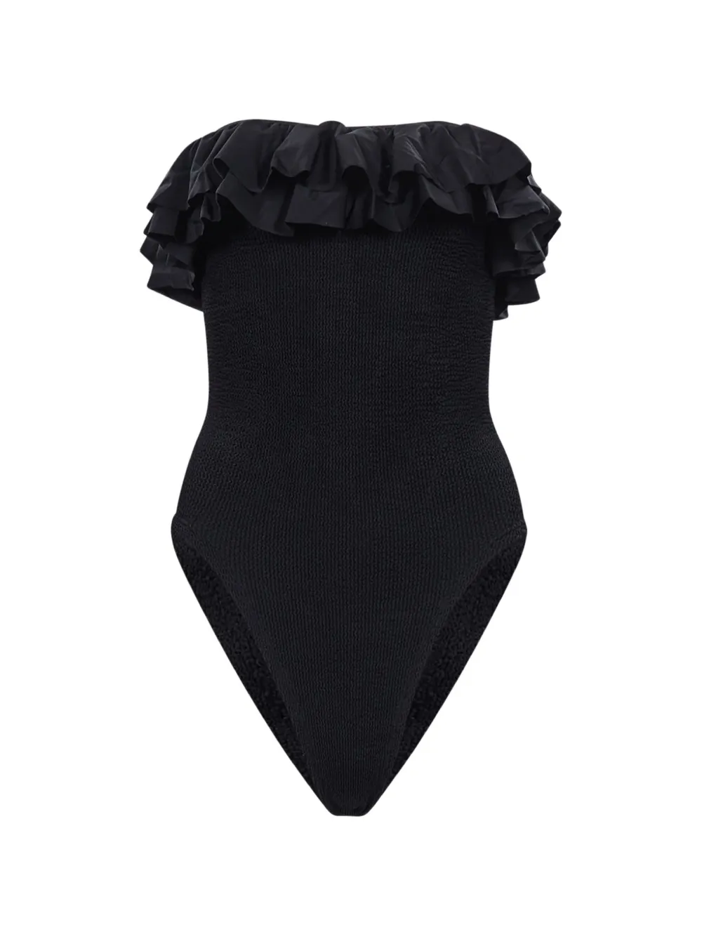 Hunza G Eloise ruffled-detail swimsuit - Schwarz