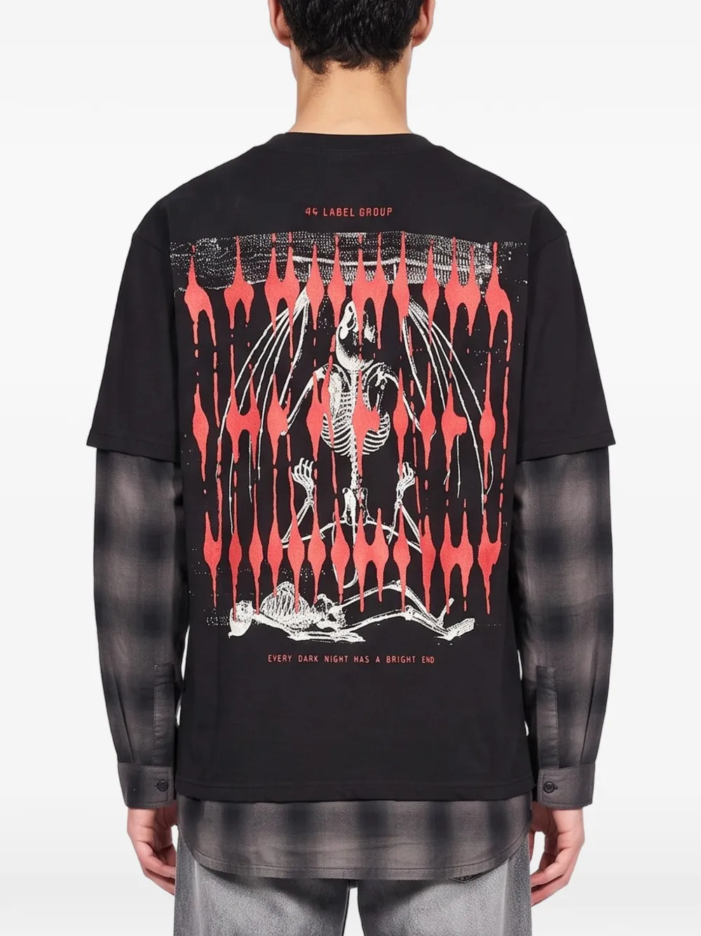 44 LABEL GROUP Underworld layered-sleeve graphic-print T-shirt Zwart