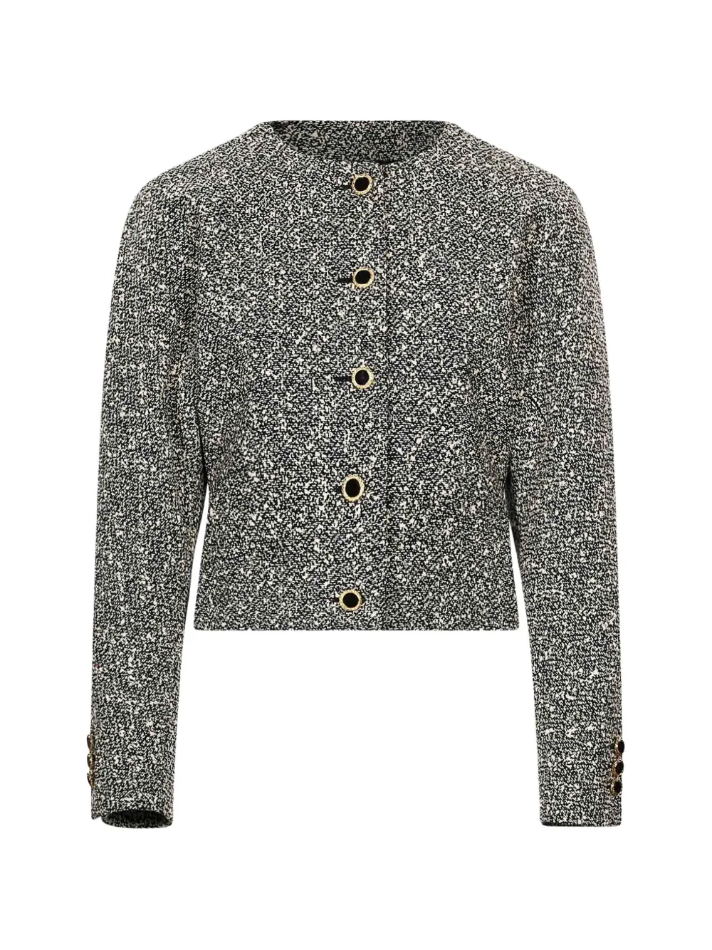 Alessandra Rich bouclé-knit button-up jacket - Grau
