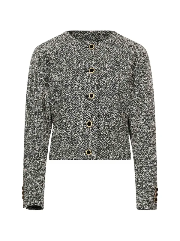 Alessandra Rich Bouclé-knit Button-up Jacket in Grey