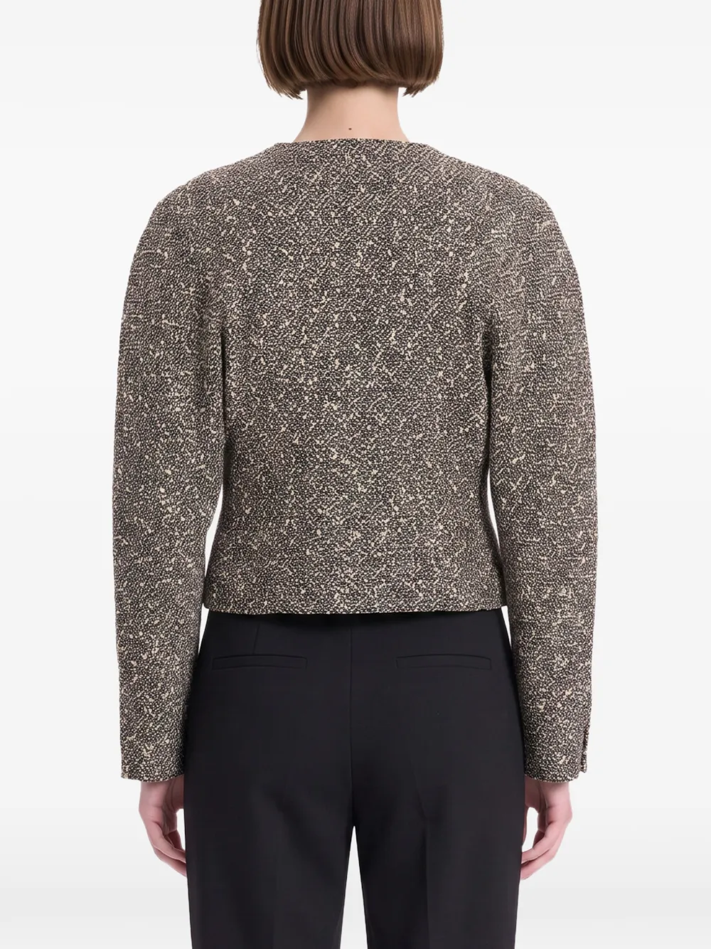 Alessandra Rich Bouclé gebreid jack met knopen Grijs