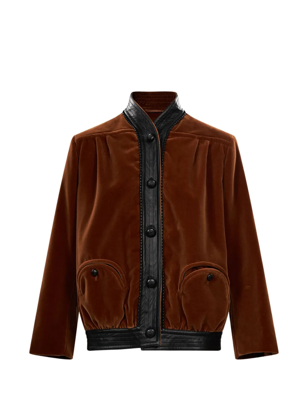 Blazé Milano Coiba velvet-finish leather-trim jacket