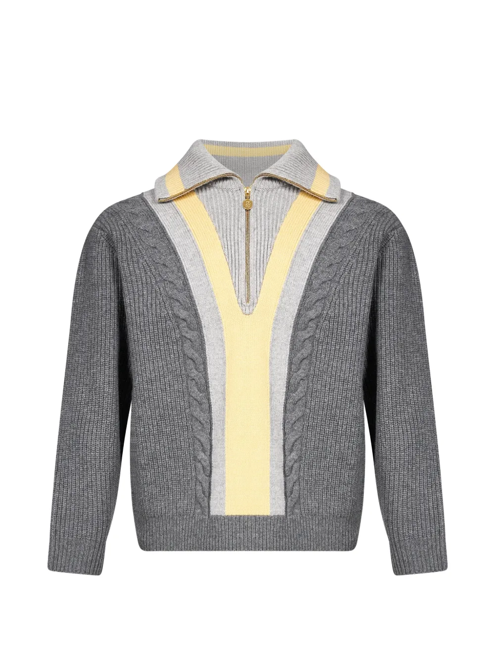 Drôle De Monsieur cable-knit half-zip sweater Grijs
