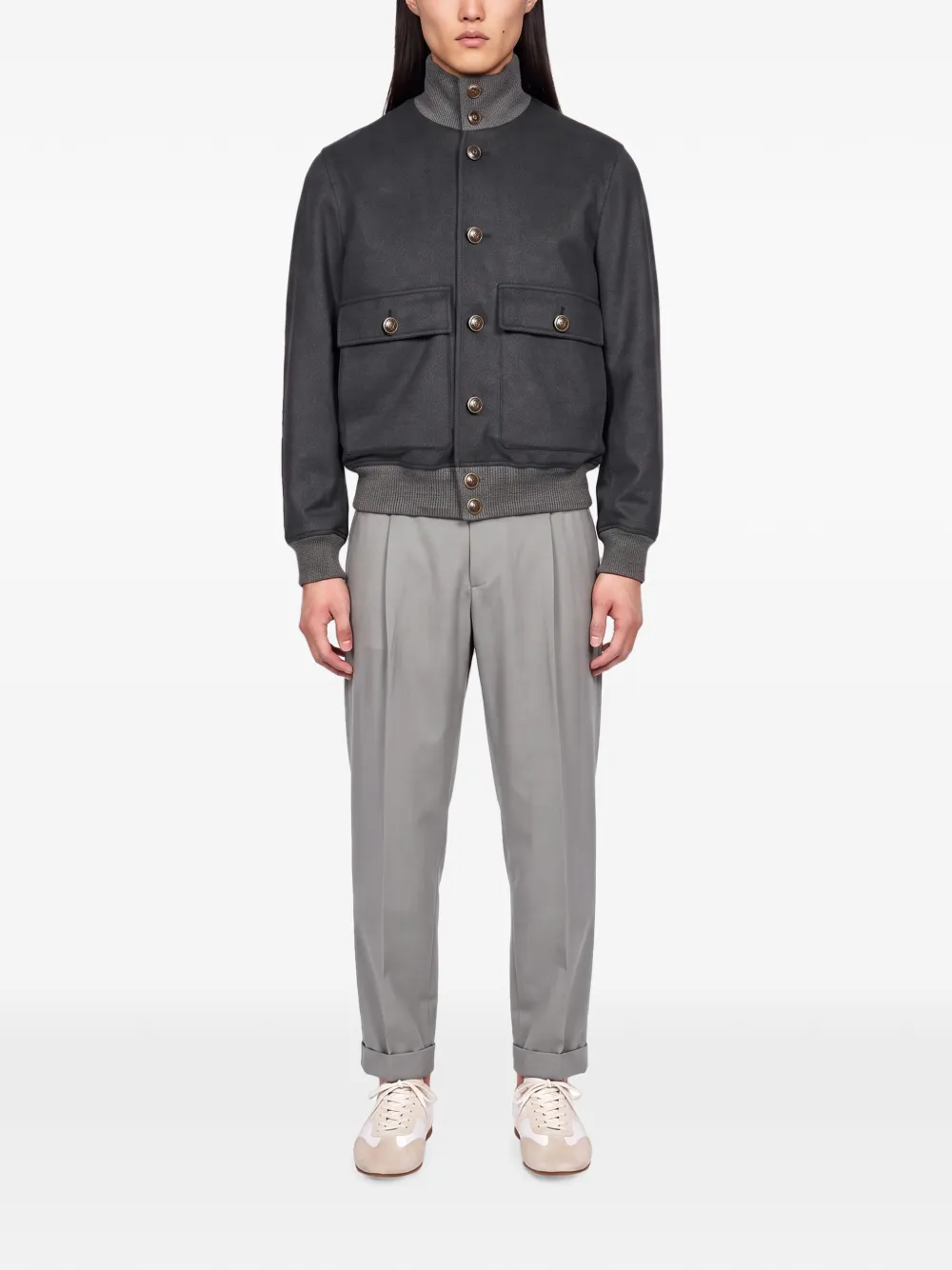 Brunello Cucinelli Button-up bomberjack Grijs