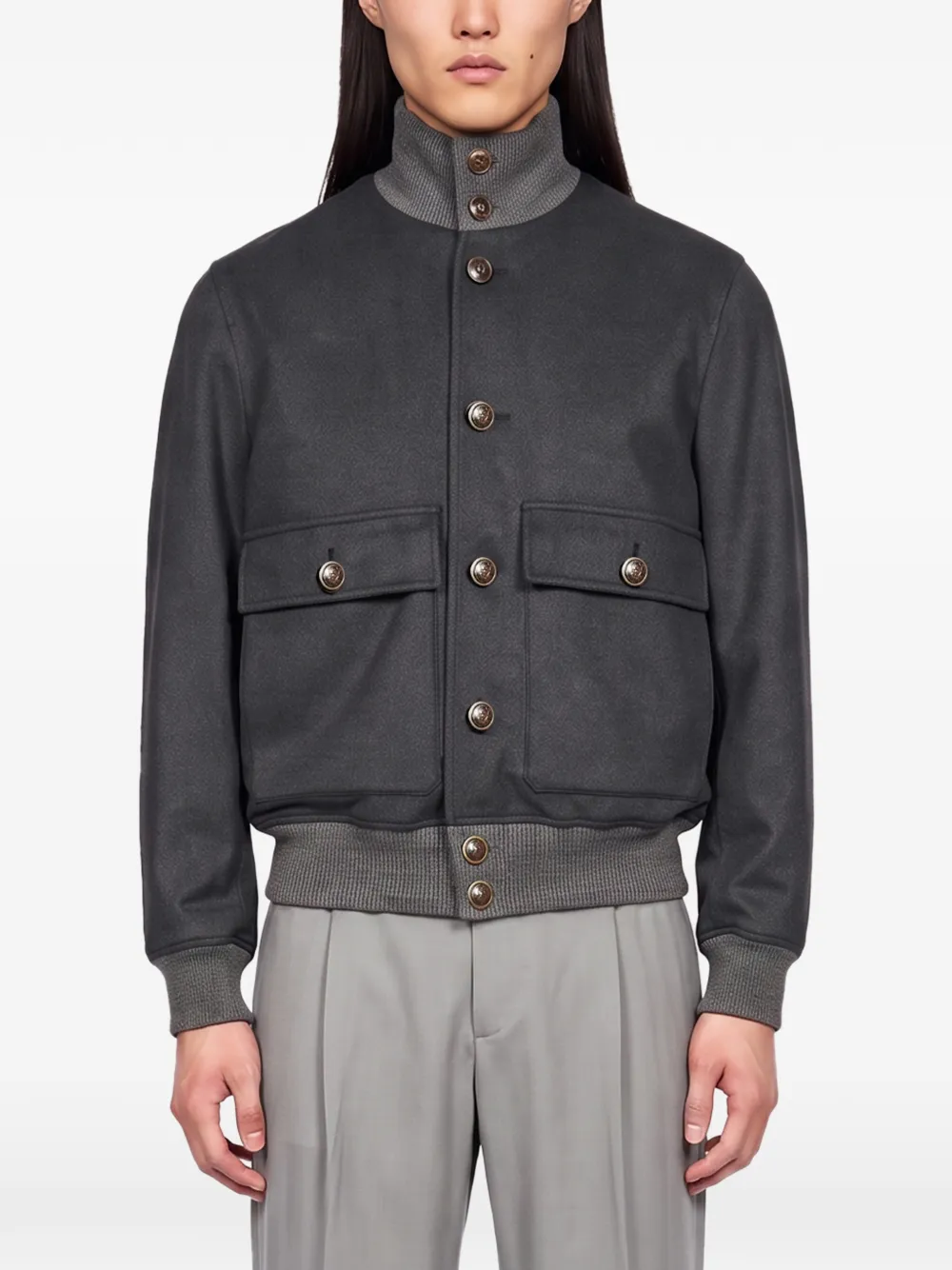 Brunello Cucinelli Button-up bomberjack Grijs