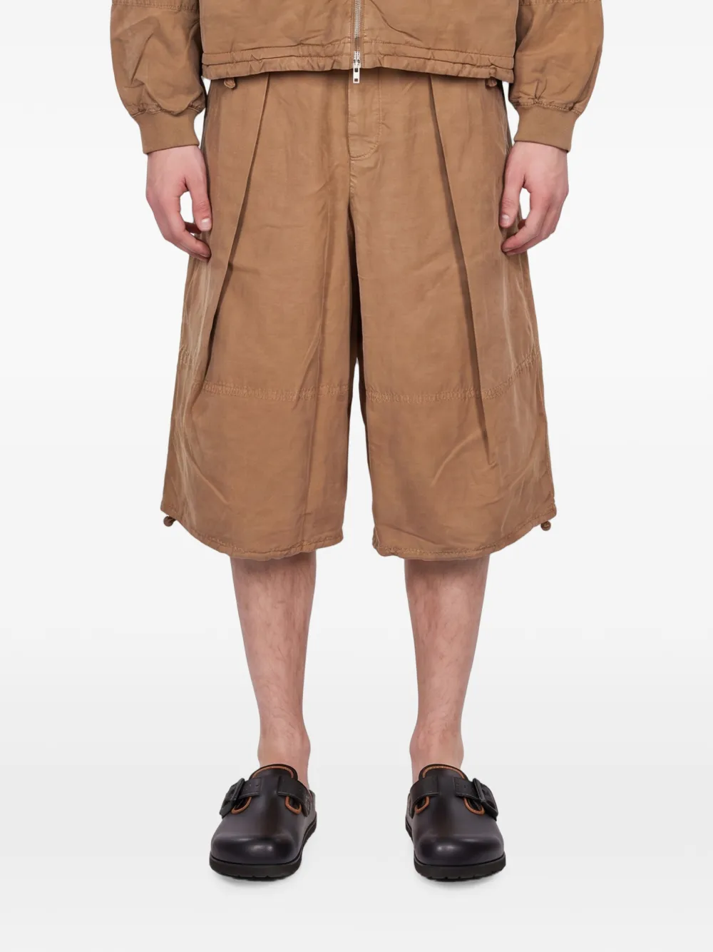 YMC Salba geplooide shorts Beige