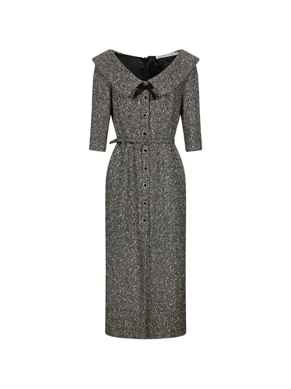 Alessandra Rich bow-detail belted midi dress - Grau