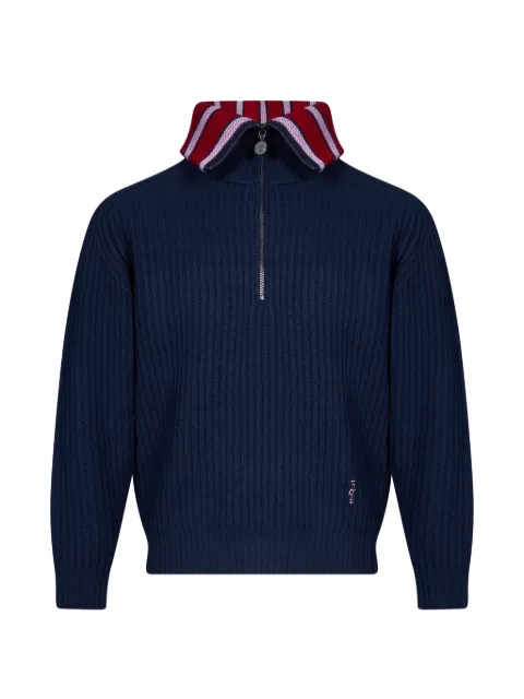 Drôle De Monsieur ribbed-knit half-zip sweater