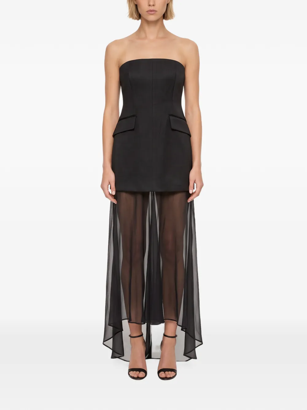 Sportmax strapless layered-skirt maxi dress Zwart