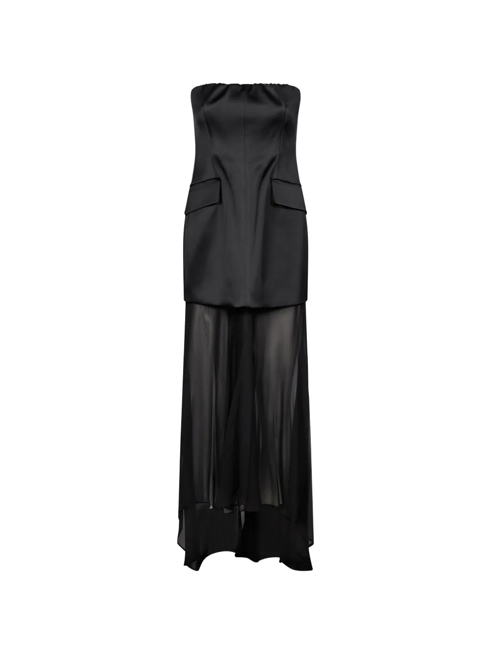 Sportmax strapless layered-skirt maxi dress Zwart