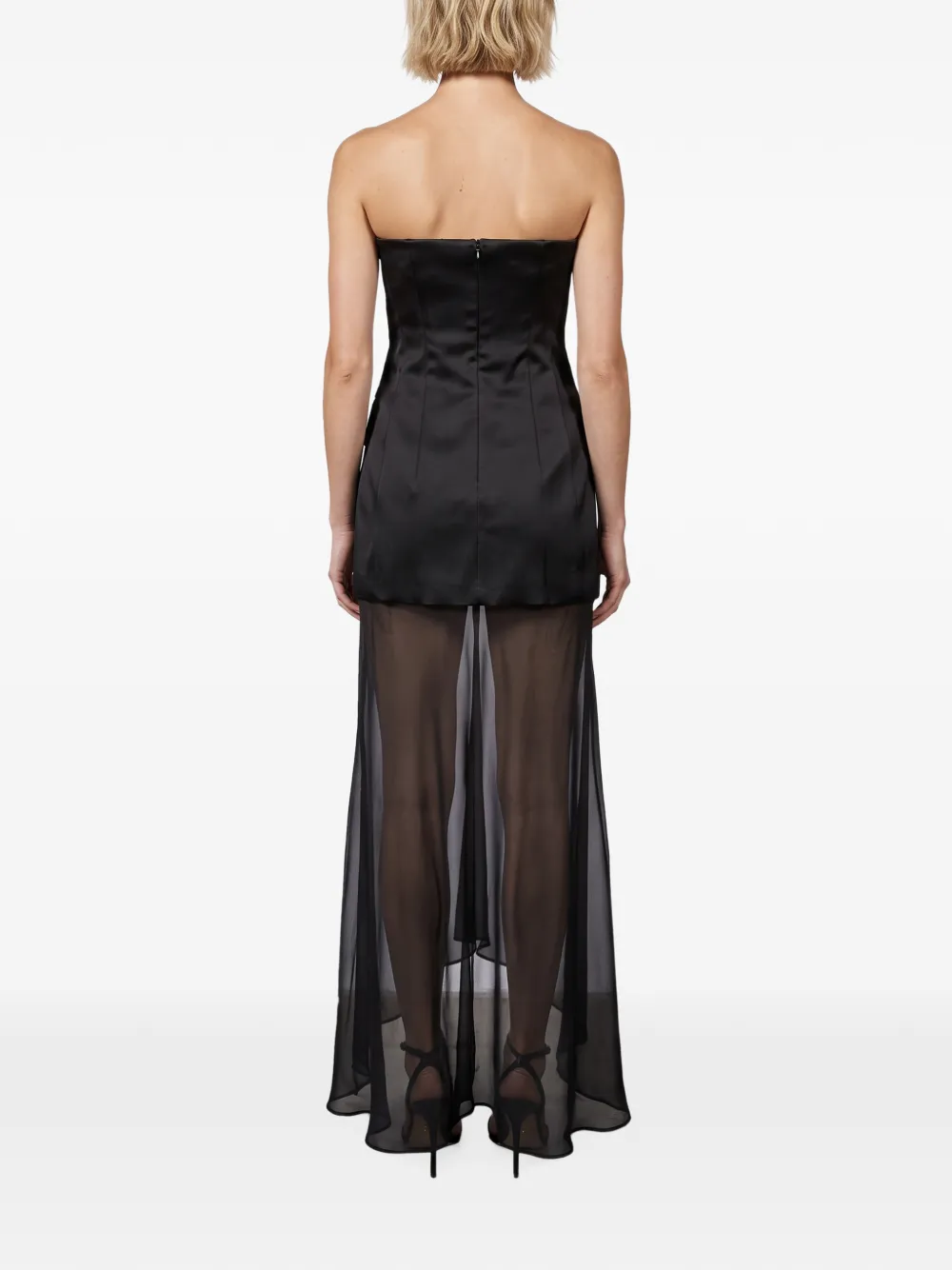 Sportmax strapless layered-skirt maxi dress Zwart