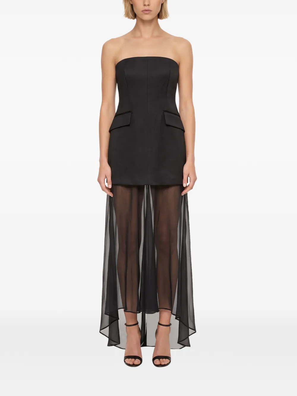 Sportmax strapless layered-skirt maxi dress Zwart