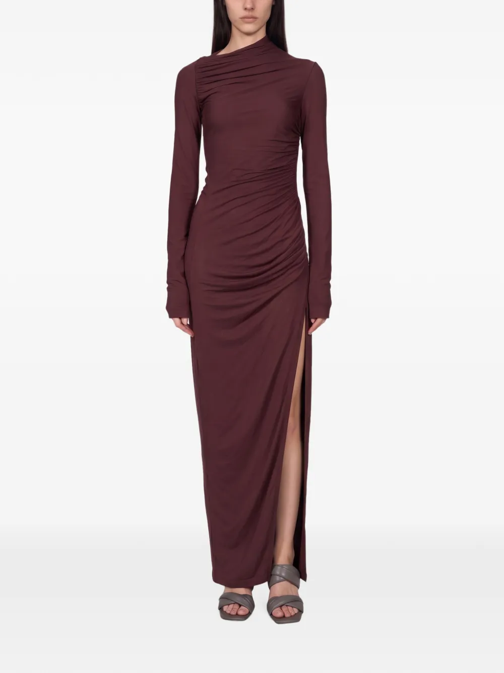 Rick Owens Lilies Ls Svita asymmetric ruched maxi dress Rood