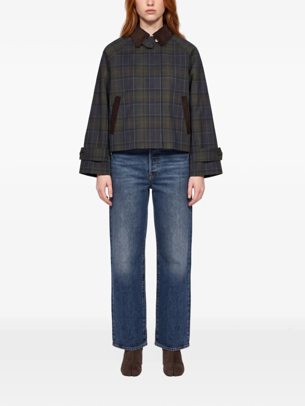 Barbour Sandra tartan showerproof jacket Groen