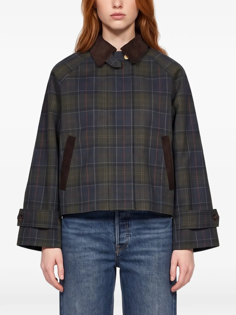 Barbour Sandra tartan showerproof jacket Groen