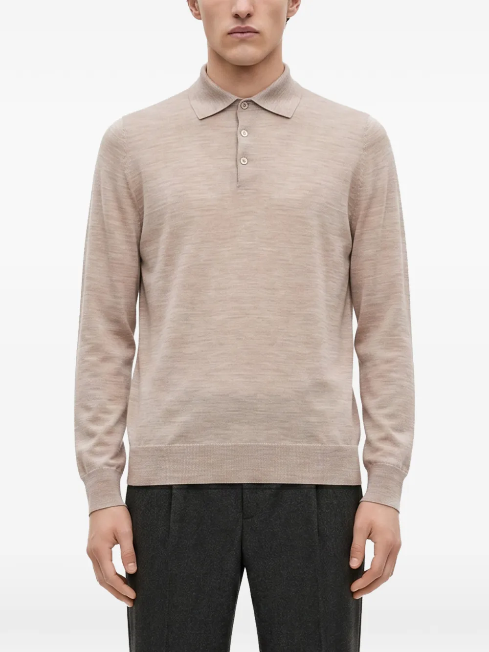 Brunello Cucinelli Poloshirt met lange mouwen Beige