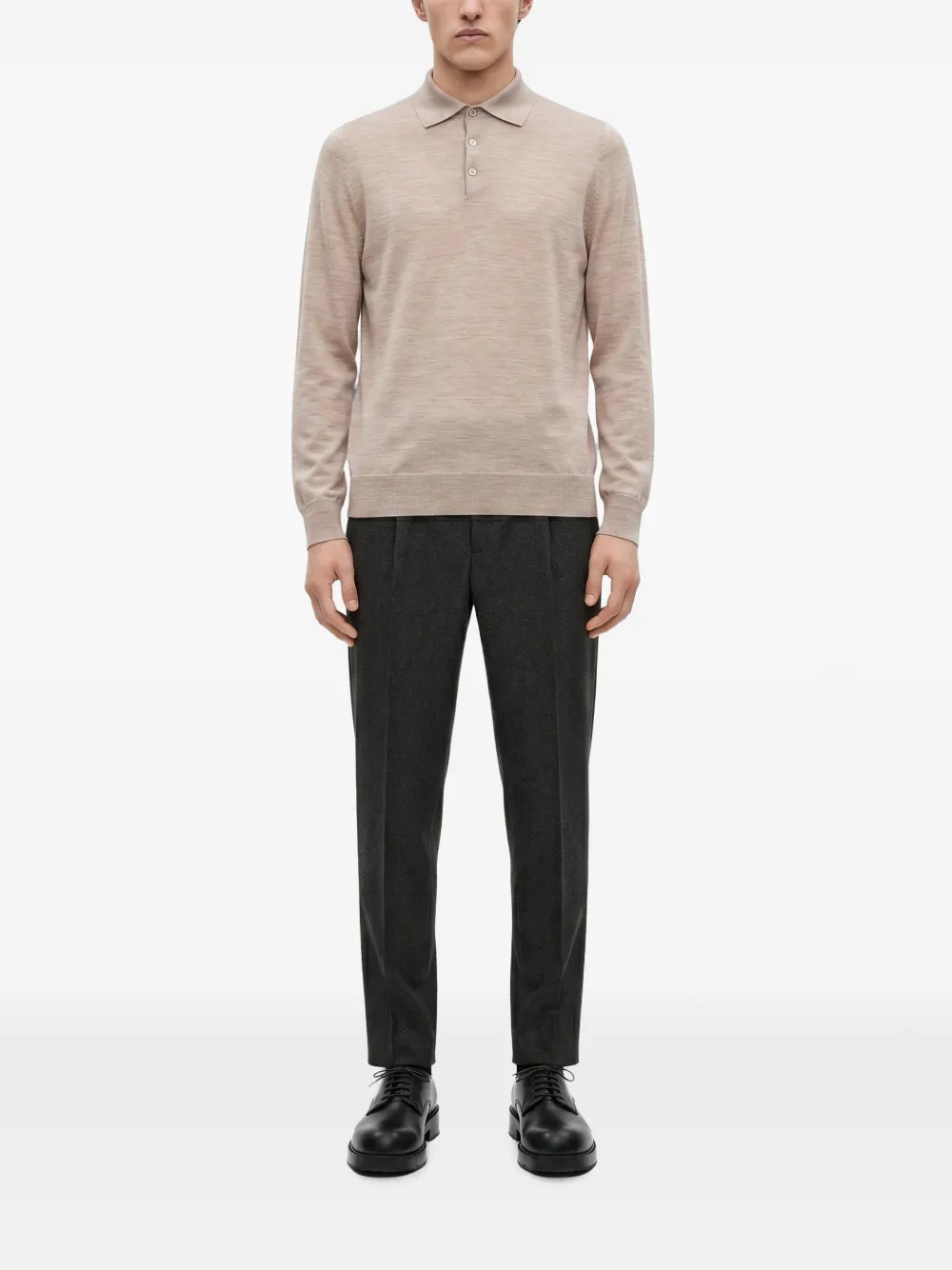 Brunello Cucinelli Poloshirt met lange mouwen Beige