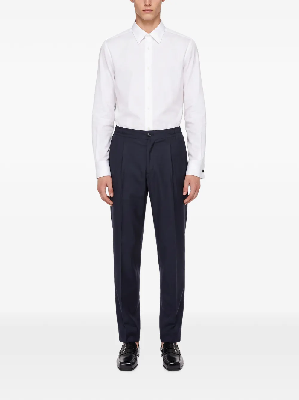 Kiton Plooibroek met elastische tailleband Blauw
