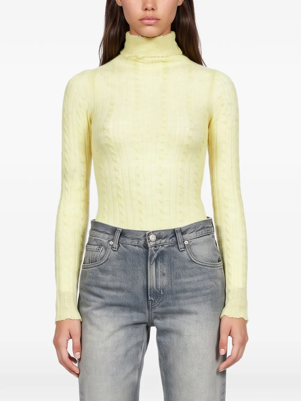 Haikure Margie cable-knit roll-neck bodysuit - Giallo