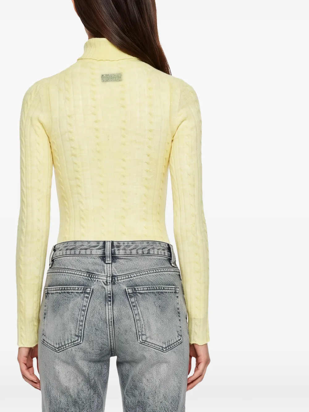 Haikure Margie cable-knit roll-neck bodysuit Geel