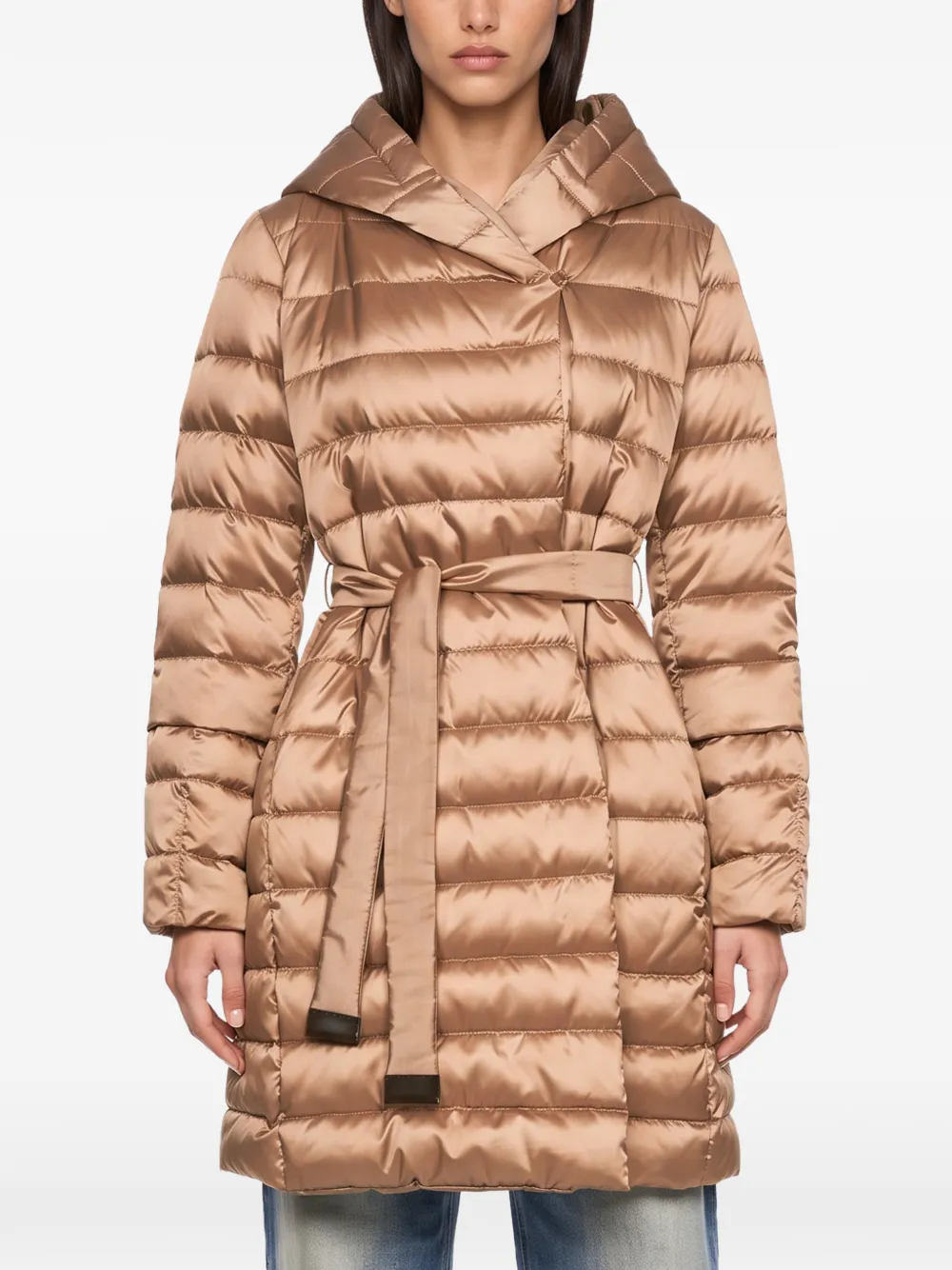 Max Mara The Cube quilted hooded coat Beige