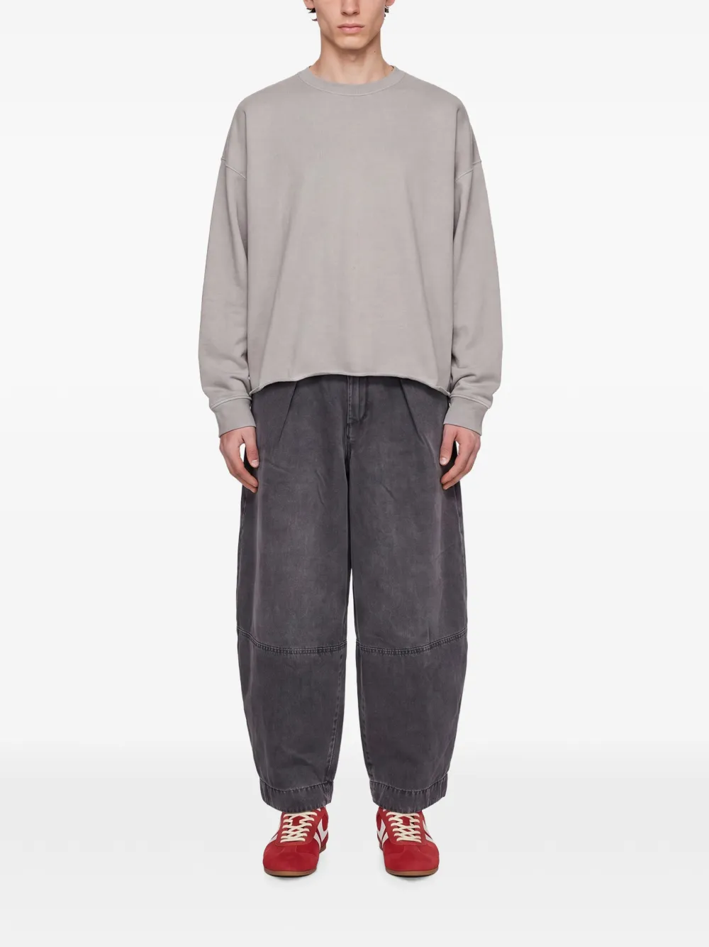 YMC Studio gerafelde sweater Grijs
