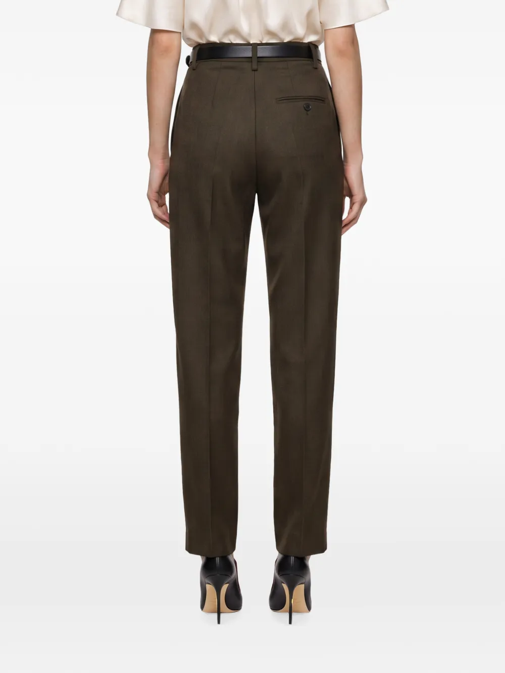 Victoria Beckham pressed-crease tailored trousers Groen