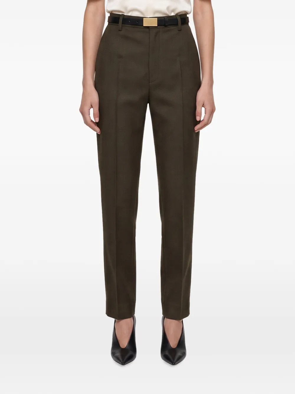 Victoria Beckham pressed-crease tailored trousers Groen