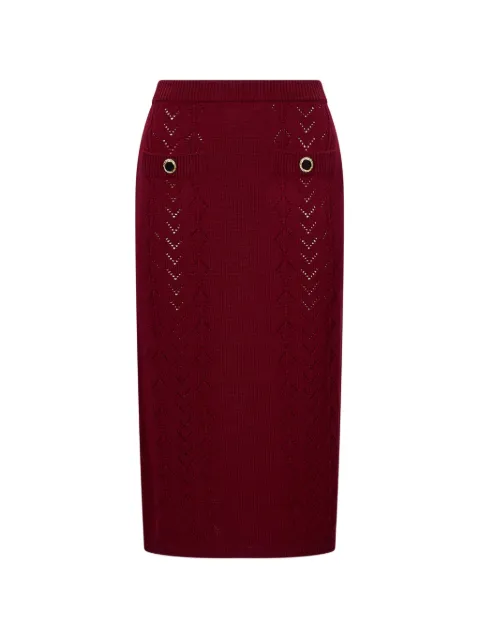 Alessandra Rich pointelle-knit button-detail midi skirt