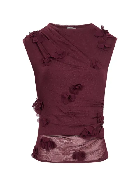 SIMKHAI Tessa floral-appliqué draped top