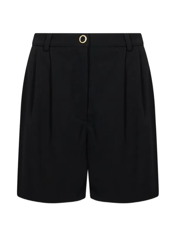 Alessandra Rich Pleated Tailored Shorts in Black