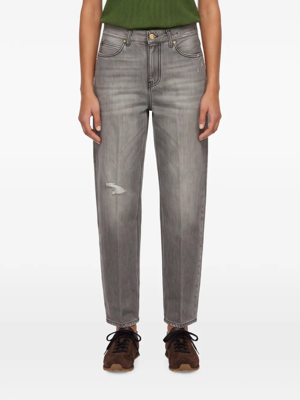 Briglia 1949 Paris gerafelde straight jeans met vervaagd effect Grijs
