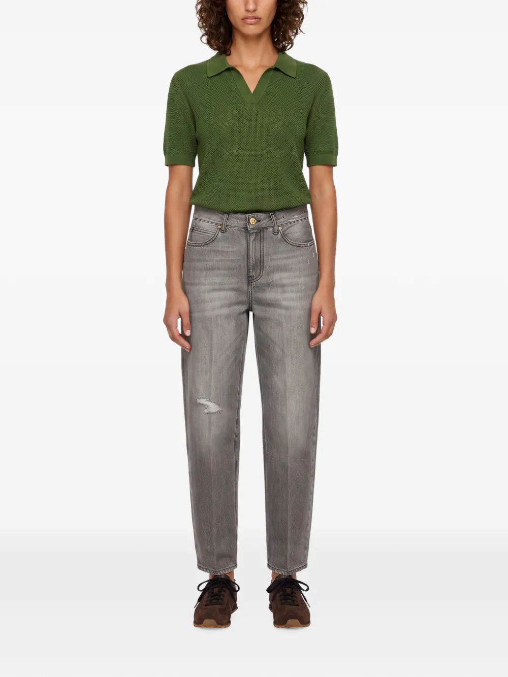 Briglia 1949 Paris gerafelde straight jeans met vervaagd effect Grijs