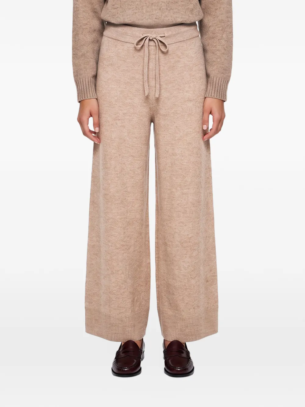 Weekend Max Mara drawstring knitted palazzo pants Beige