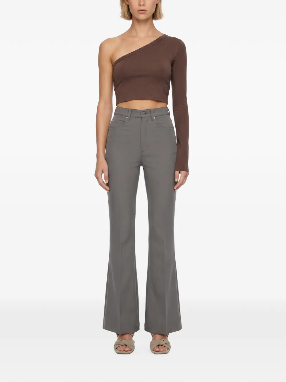 Rick Owens DRKSHDW Asymmetrisch cropped T-shirt Bruin