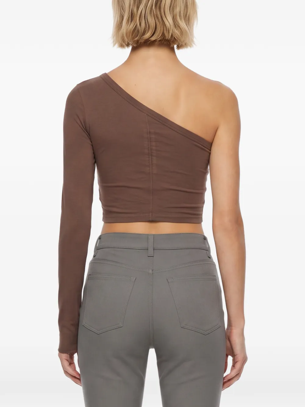 Rick Owens DRKSHDW Asymmetrisch cropped T-shirt Bruin