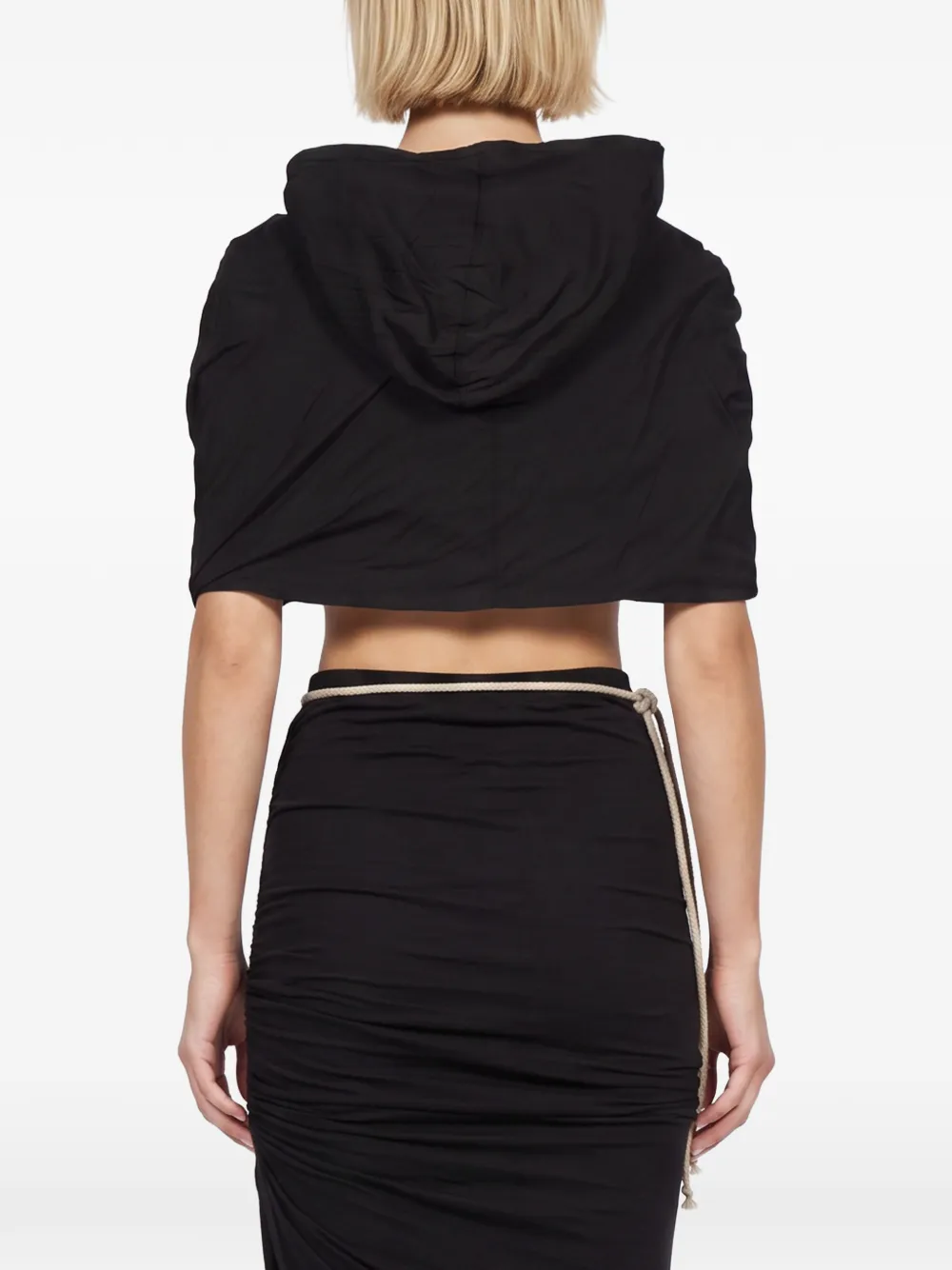 Rick Owens DRKSHDW cropped drawstring hoodie Zwart